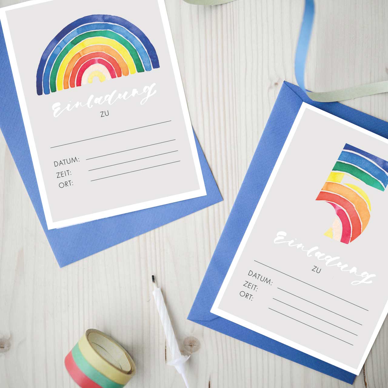 Regenbogen Einladung Printable Frau Holle Studio