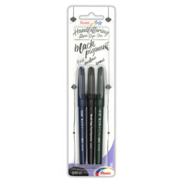 Pentel Brush Sign Pen Black Pigment 3er Set