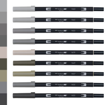 Tombow ABT Dual Brush Pen Farbset – Monochrom