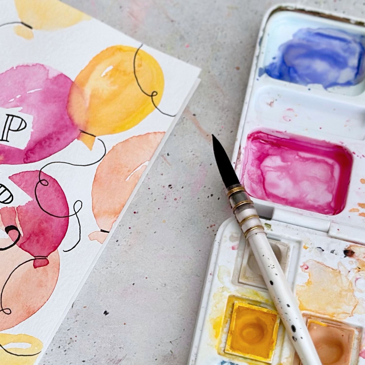 DIY Kartenwelt / Geburtstag mit Watercolor Materialien – Bild 2