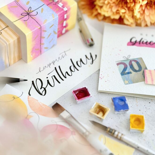 DIY Kartenwelt / Geburtstag mit Watercolor Onlinekurs